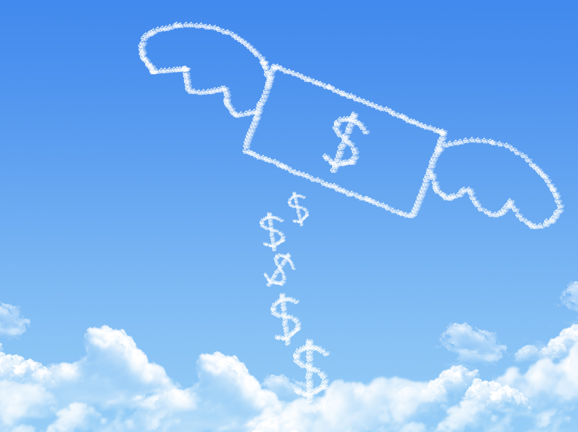 Money fly on Cloud shaped ,dream concept